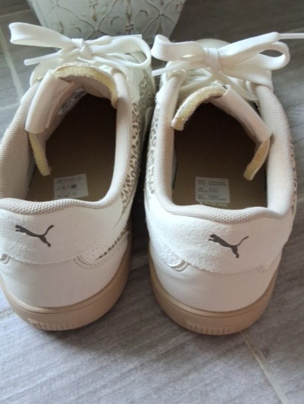 Puma Cream and Tan Leopard-Accent Sneakers - Picture 4 of 4